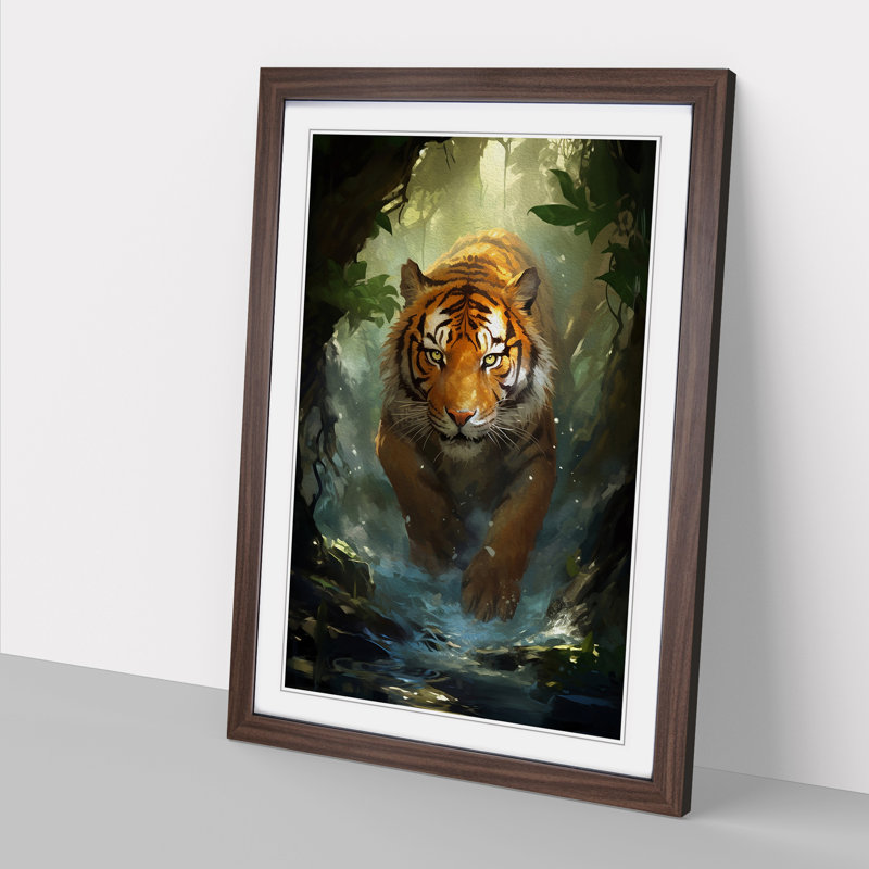 Tiger Tachisme - Single Picture Frame Print on Wood, Walnut Framed, 34cm H x 25cm W