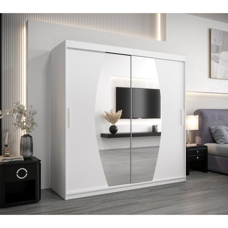 Lauritzen 2 Door Manufactured Wood Wardrobe, Matte White, 200cm H x 250cm W