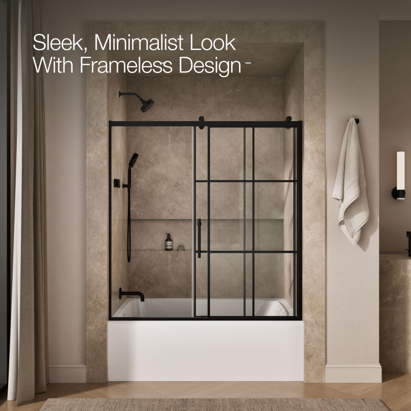 Rely 77 In. H Sliding Shower Door With 3/8 In.-Thick Glass1