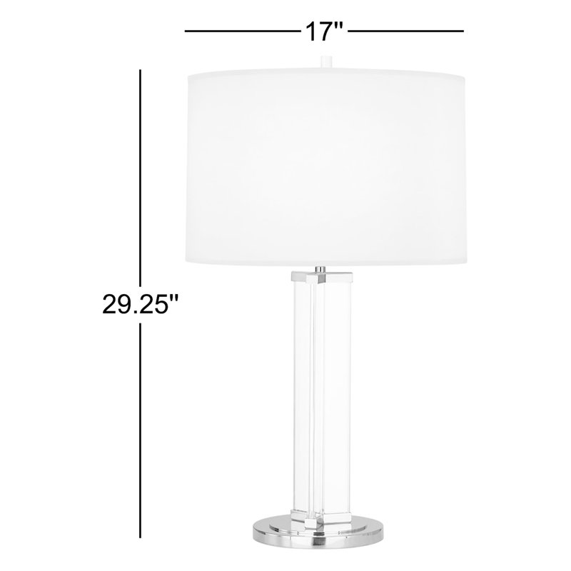 Lampe de table 29,25 po Fineas, Nickel poli, Blanc Ascot