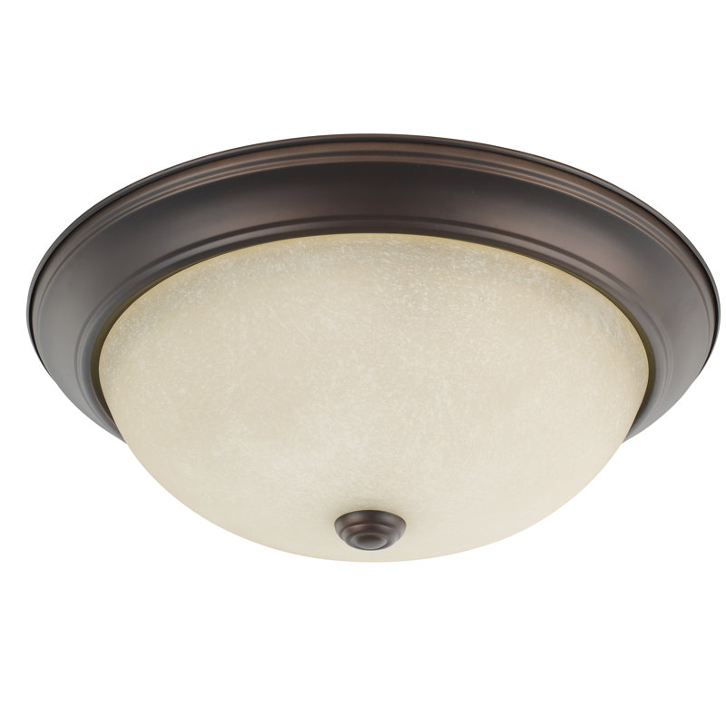 Plafonnier encastré circulaire simple 14,75 po Grapevine, Bronze, Blanc faux Verre albâtre