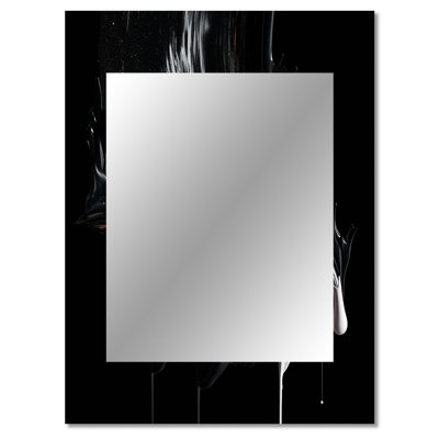 Exploring The Depths Of Black Marble VI - Geometric Decorative Wall Mirror, Modern Mirror, Printed Metal Art