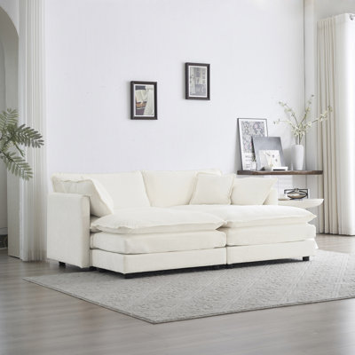 Canapé modulaire rembourré 4 pièces, 1 canapé 2 places 2 pièces et 2 repose-pieds, causeuse 2 places avec repose-pieds