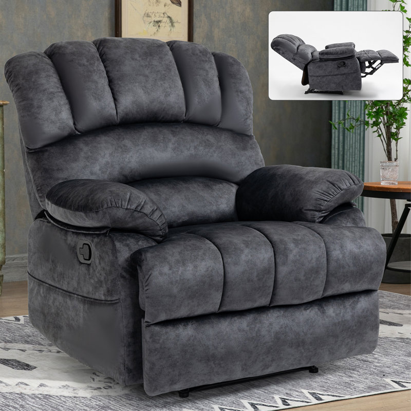 Grand fauteuil inclinable manuel en tissu pour le salon, Gris