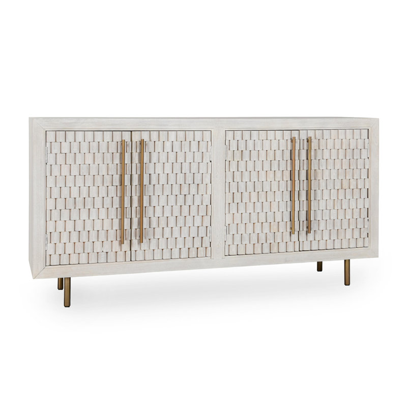 Abshire 76 in. W Solid Wood Sideboard, White Wash