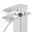 Robinet de lavabo monocommande pour salle de bain, design à trous, construction en acier inoxydable, cartouche en céramique de haute qualité, finition nickel brossé anticorrosion, tous les tuyaux d'alimentation inclus, profondeur 13,48, largeur 7,93.-136401442
