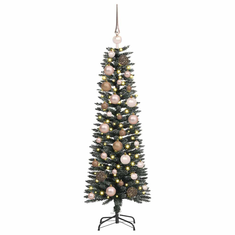 vidaXL Artificial Christmas Tree with Stand Green, 3.94 ft, Pink/Brown