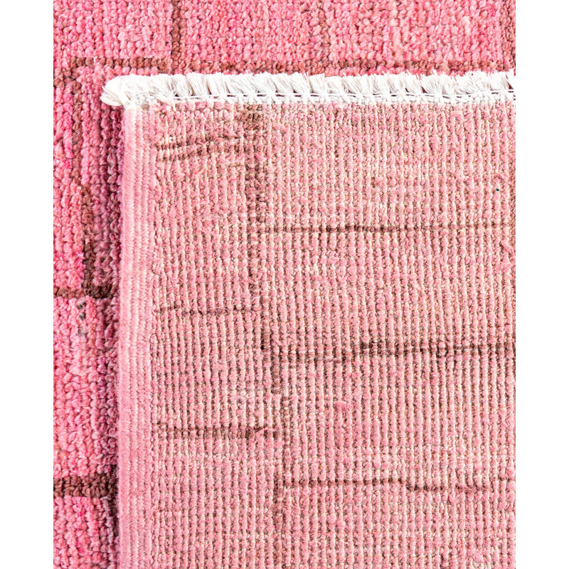 Overdyed Hand-Knotted Wool Modern-Contemporary Pink Area Rug 4' 9" x 7' 10"