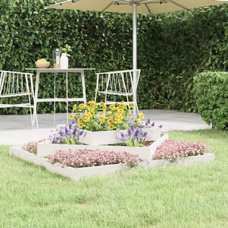Antowan Self-Watering Wood Raised Garden Bed, White, 27cm H x 112cm W x 112cm D