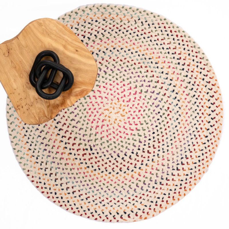 Lacei White/Blue/Pink Area Rug, Round 3'