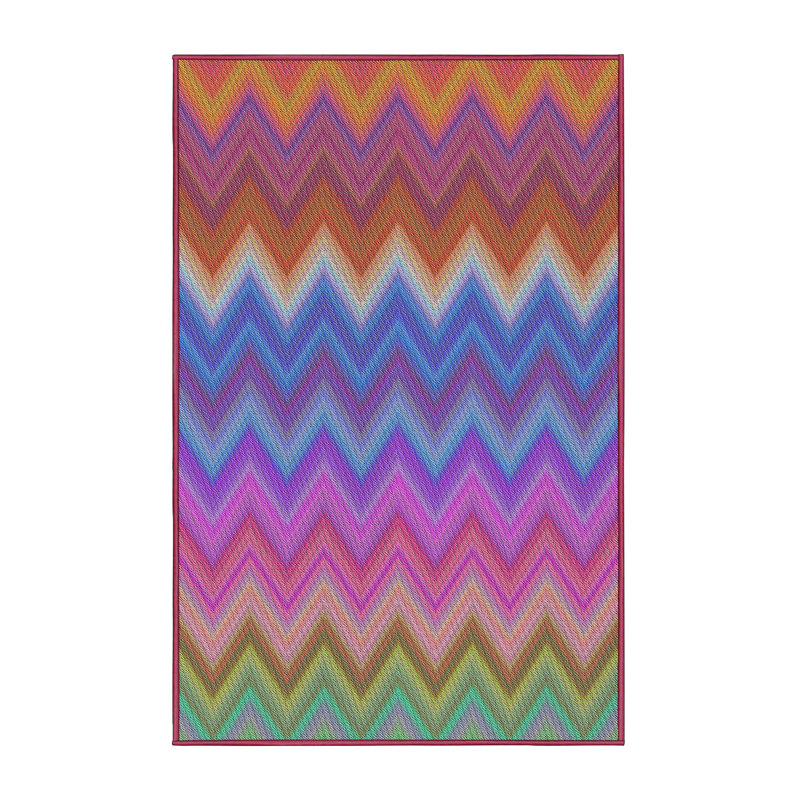 Tapis rouge/bleu/vert à motif Ouellet, Rectangle 5 pi x 7 pi