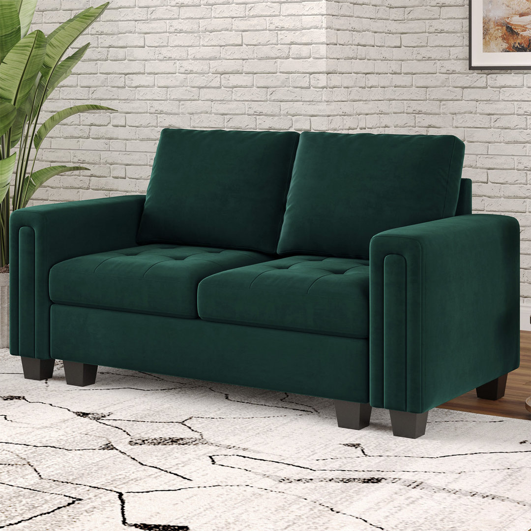 Shavera 59.8'' Wide Velvet Small Sofa Love-seat Couch Apartment Sofa Hallway Sofa Mercer41 Upholstery 