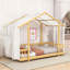 Lit plateforme en bois avec baldaquin en tissu transparent et guirlande lumineuse-1415081395-1415081392