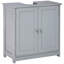 (Sans évier) Armoire de rangement à piédestal, base de meuble-lavabo, armoire de salle de bain sous évier avec découpe en U et tablette interne réglable, gris