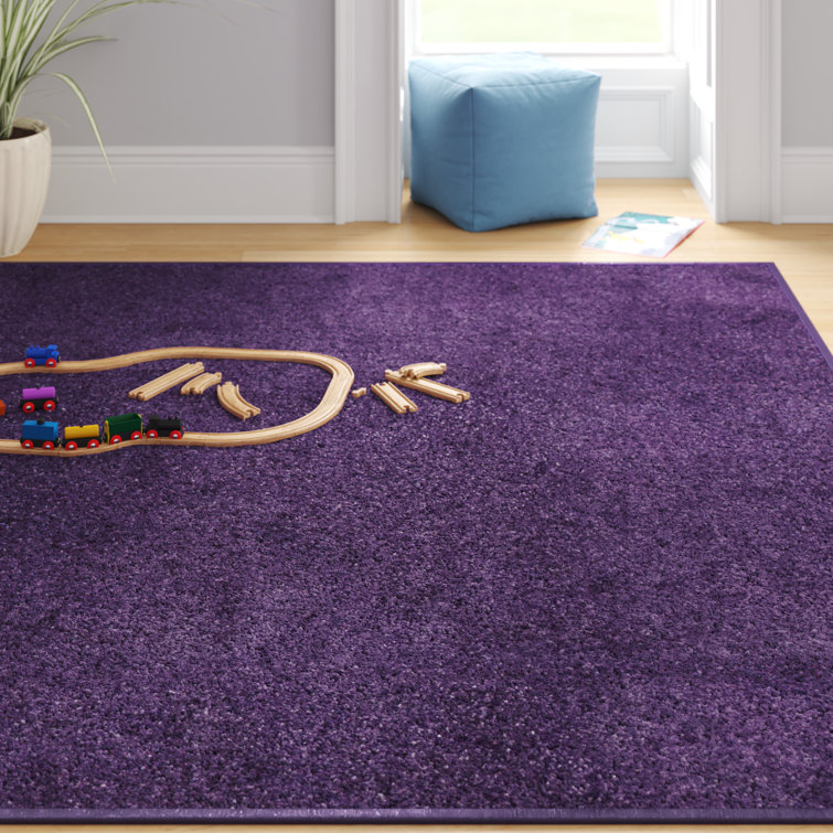 Athaniel Solid Low-Pile Purple Rug