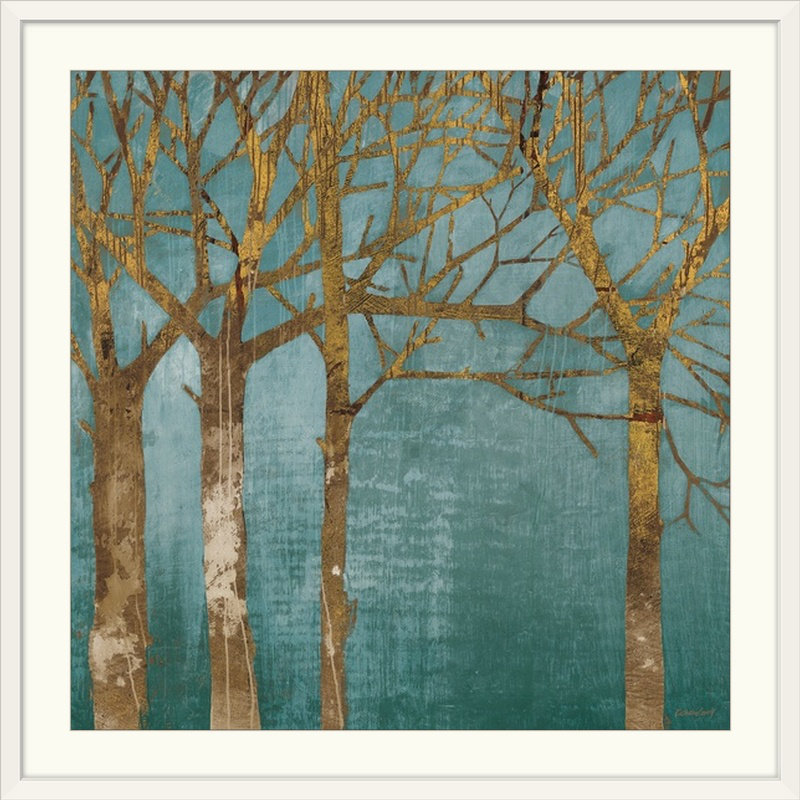 « golden day », impression turquoise, H 20" x l 20" x P 1", Cadre blanc