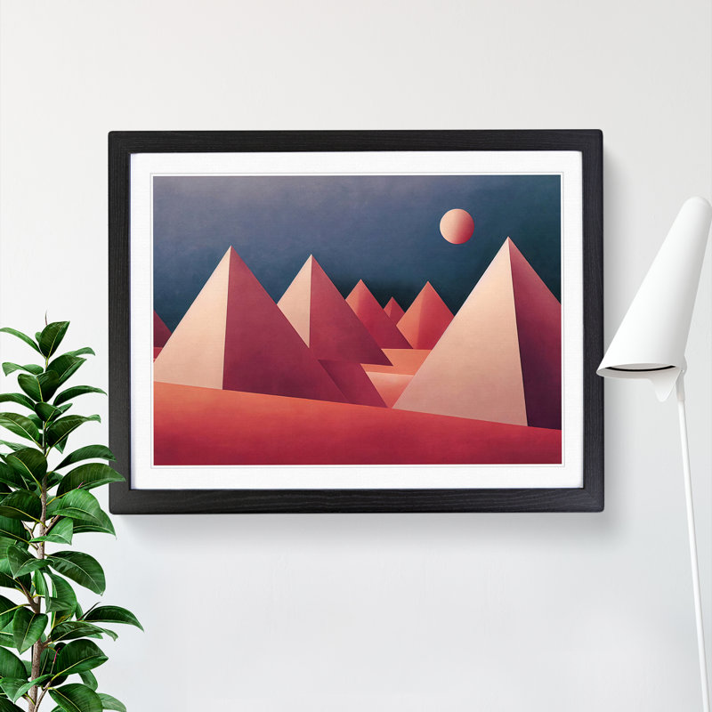 Lively Pyramids - Single Picture Frame Print, Black, 46cm H x 64cm W x 2cm D