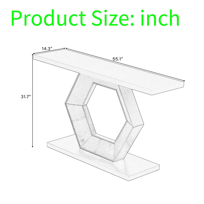 Modern Console Table With Striking Hexagon Legs, Premium Fir Veneer Finish, Durable Mdf Construction, Functional Storage, Easy Assembly - Ideal Entryway Accent Table For Hallway
