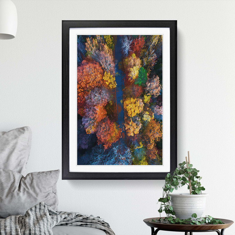 Autumn Road in Abstract - Picture Frame Graphic Art Print, 87cm H x 62cm W x 2cm D, Black Framed