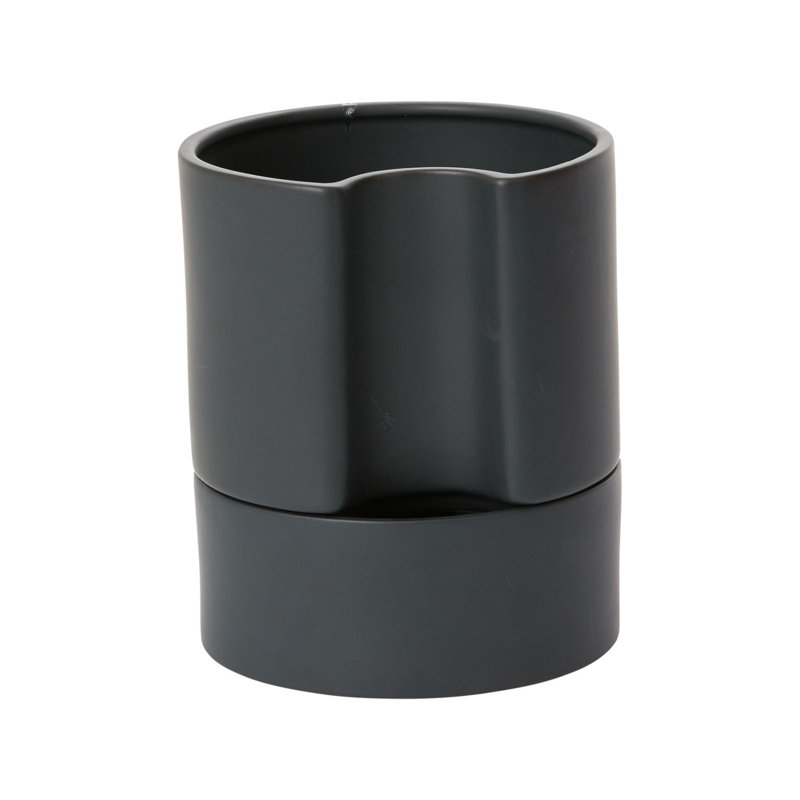 Patti Handmade Ceramic Pot Planter, Black, 7" H x 6" W x 6" D