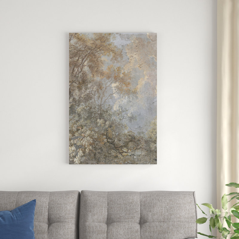 «Forest Fresco I» par Victoria Barnes - peinture sur toile tendue, H 36 po x l 24 po x P 1,25 po