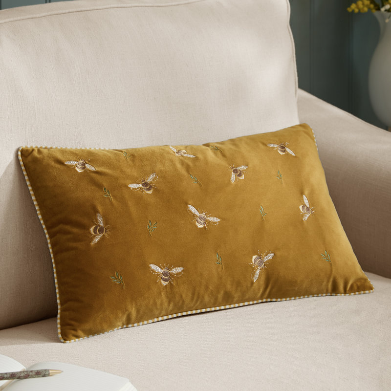 Asraa Yellow Rectangular Cushion, Feather