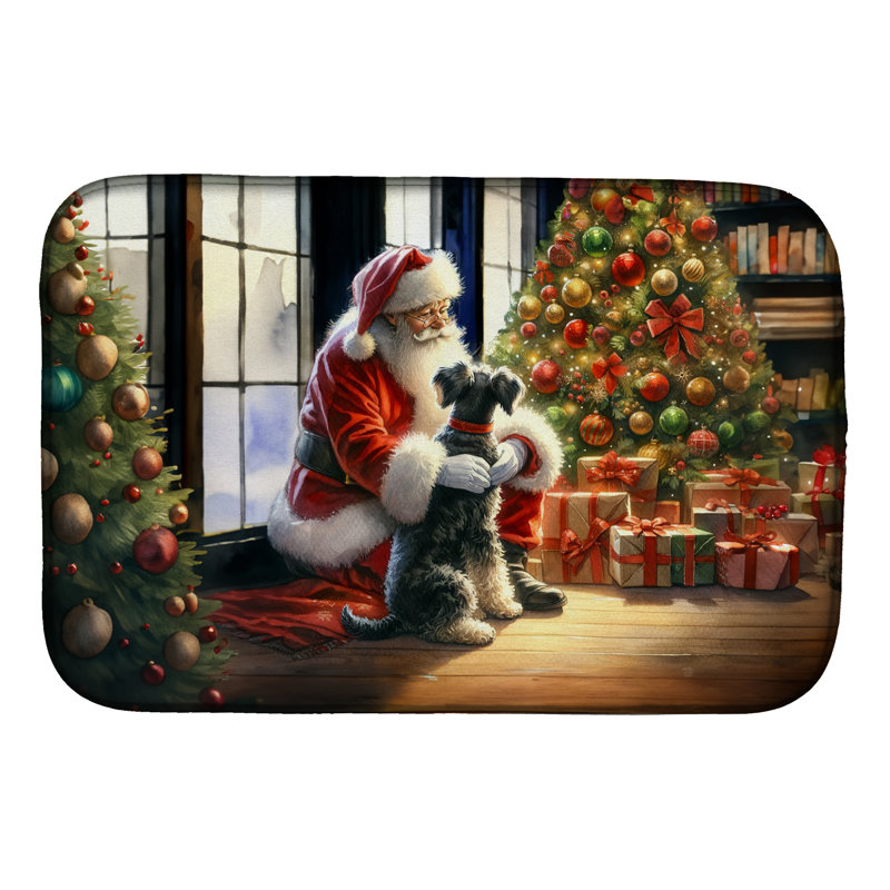 Tapis de vaisselle Schnauzer and Santa Claus