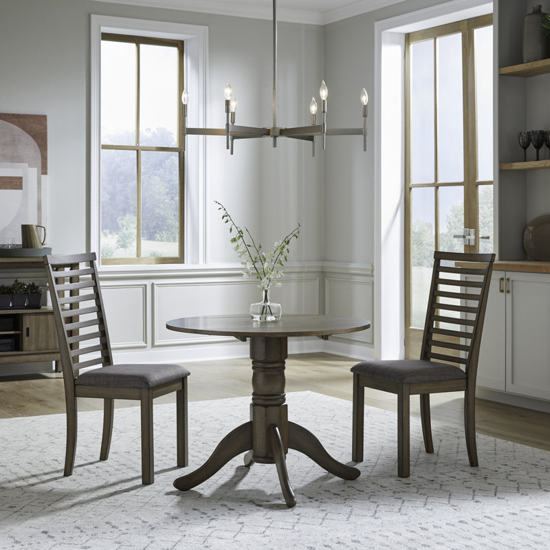 Luz 3 Piece Drop Leaf Dining Table Set, Brown/Brown
