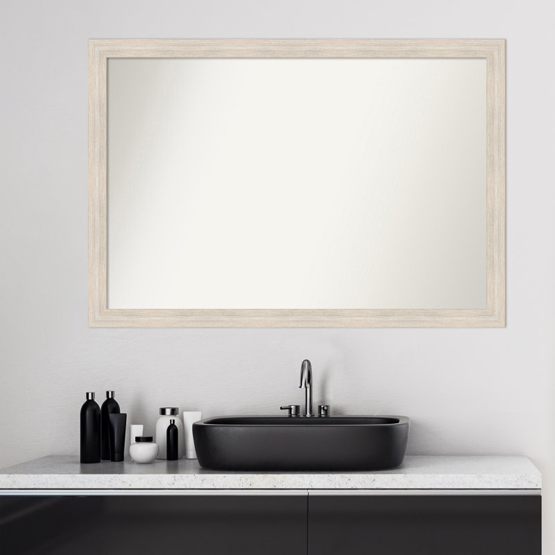 Miroir mural non biseauté en bois franc, H 27 po x l 39 po