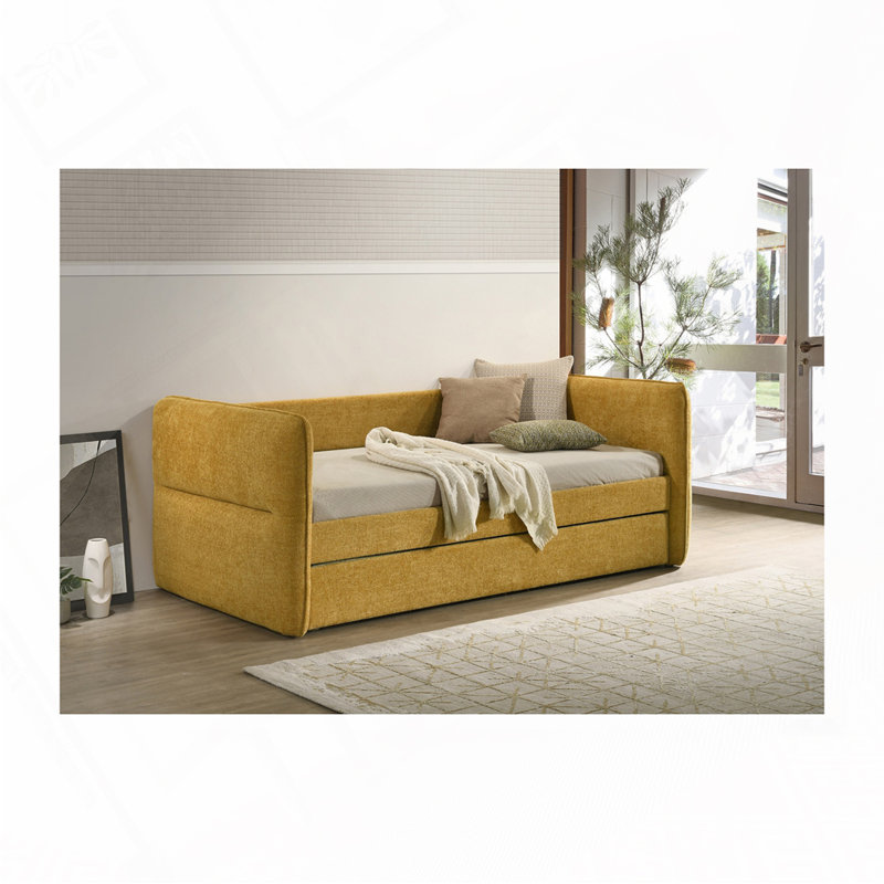 Upholstery Daybed with Pull Out Trundle, Gold