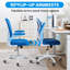 Fauteuil de bureau ergonomique confortable bleu marine avec support lombaire et accoudoirs rabattables