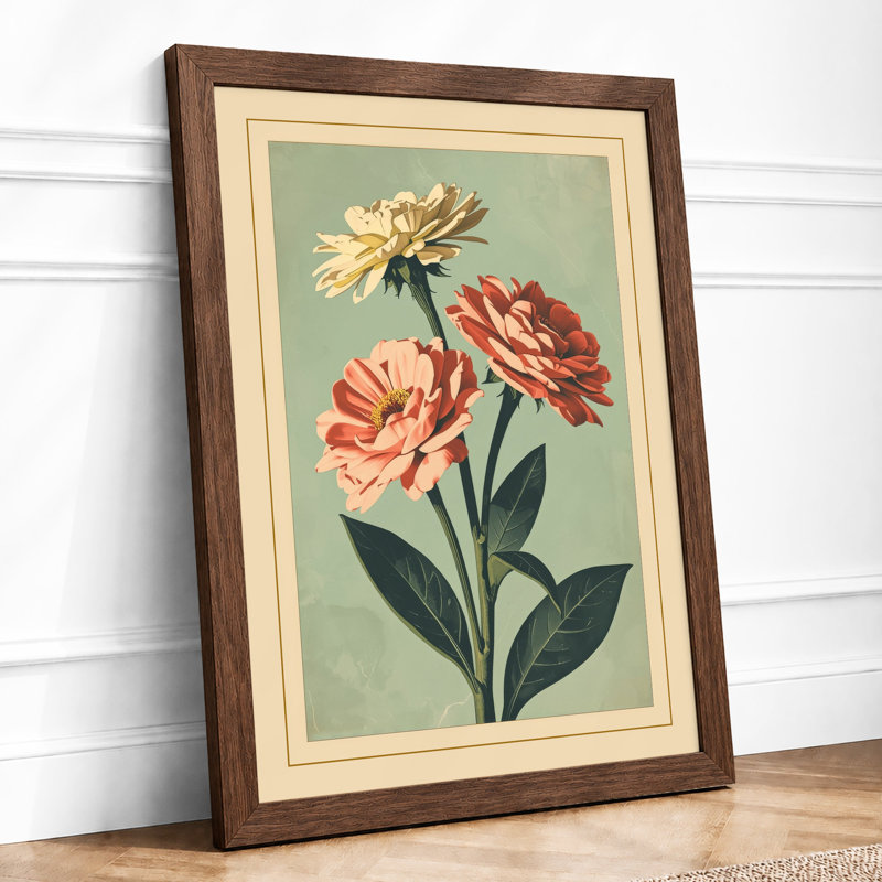 Carnation Arrangement Botanical - Print, Walnut, A3 - 42.0 x 29.7 cm