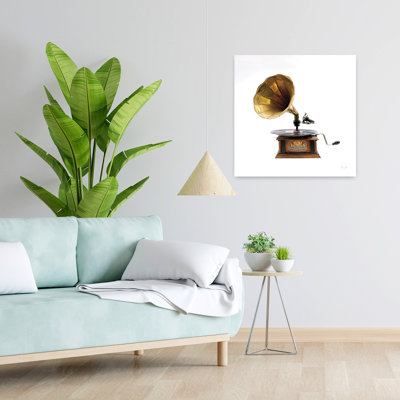 Gramaphone rétro avec art brun doré