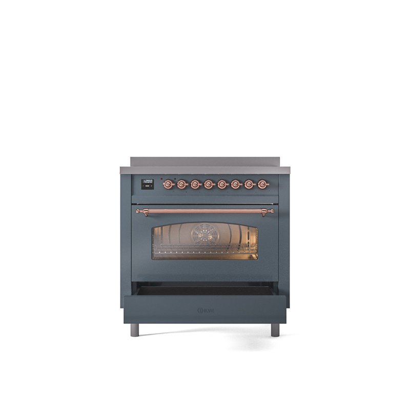 ILVE Nostalgie II 36 in Induction Range, Blue Gray/Copper
