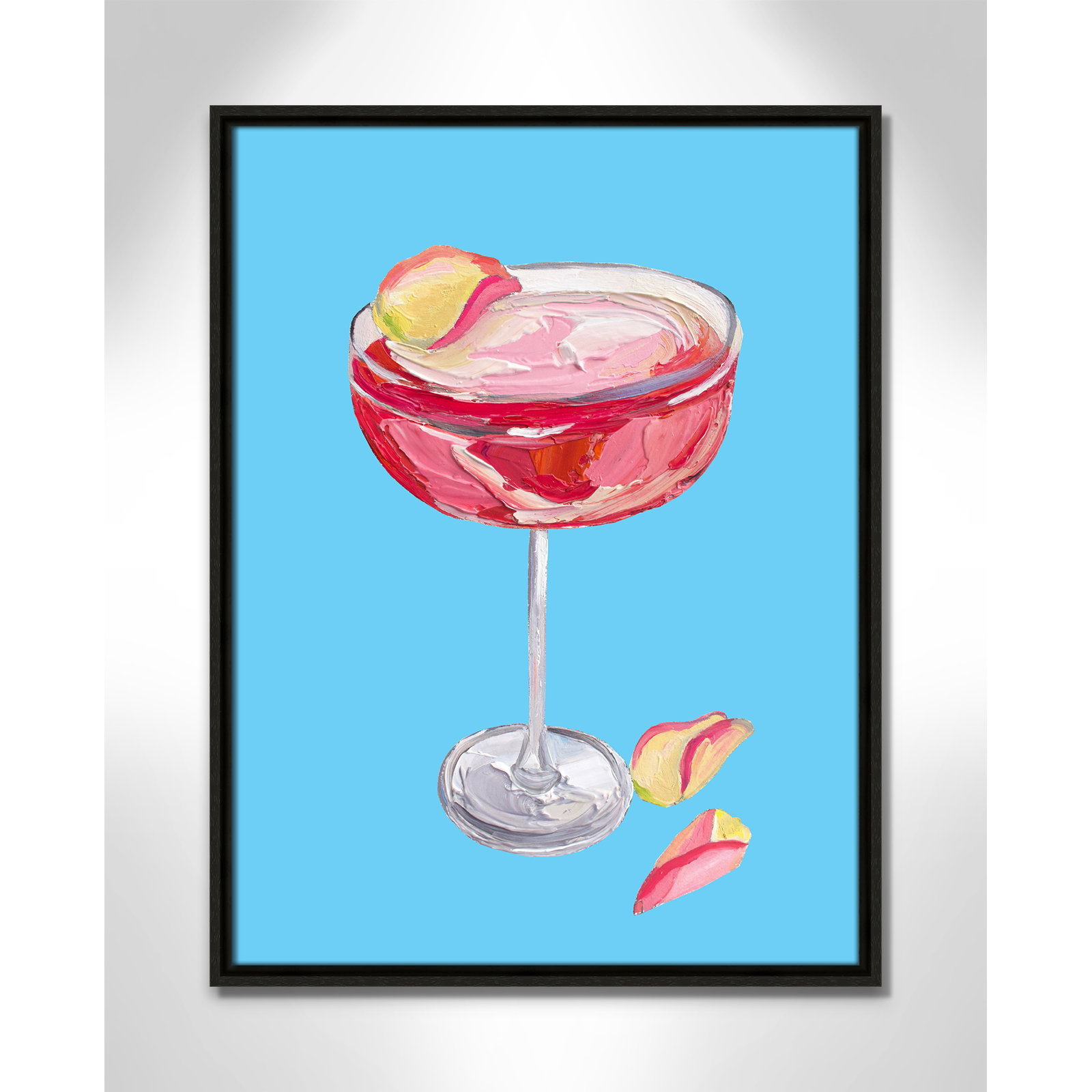 Sparkling Rose Gin Cocktail Print by Straker, 25.5" H x 19.5" W, Espresso Floater