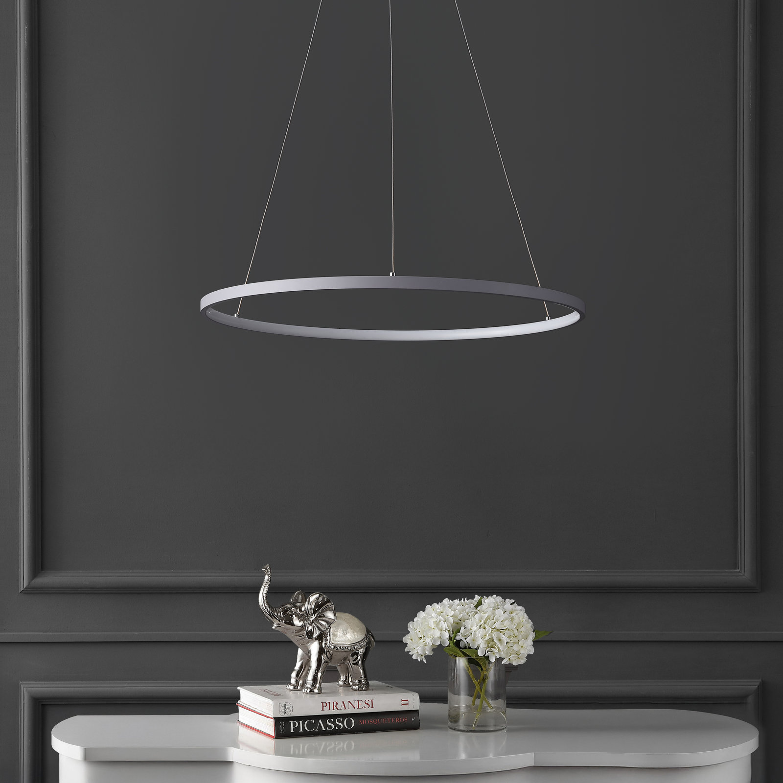 Odin Single Light Dimmable LED Pendant, 0.75" H x 23.75" W x 23.75" D, Gray