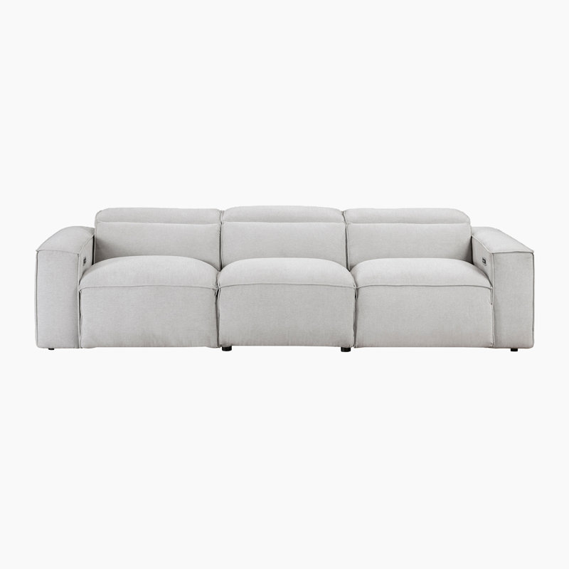 Lambert 123" Modern & Contemporary Microfiber Power Reclining Sofa with One-Touch Power Recline & Headrest and Integrated USB A & C Charging Ports