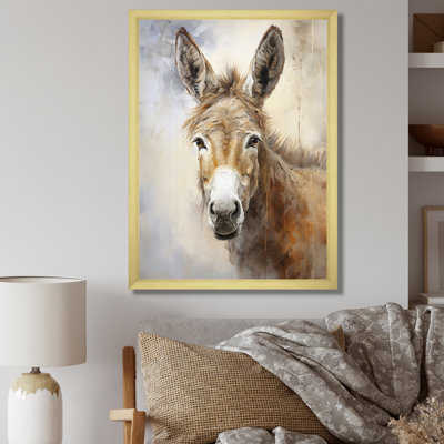 Sophisticated Donkey Portrait II - Donkey Framed Canvas Print Wall Art