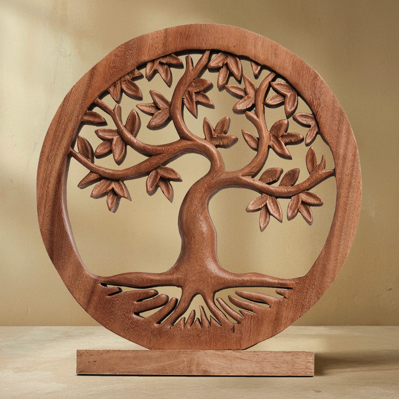 Wooden Handmade Libarid Tree of Life Sculpture Symbol of Strength and Unity Wooden Sculpture for Home and Christmas Decor