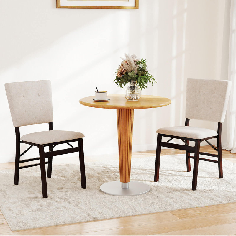 Ensemble de 4 chaises pliantes avec siège rembourré et dossier inclinable, pieds en bois d'hévéa, 4