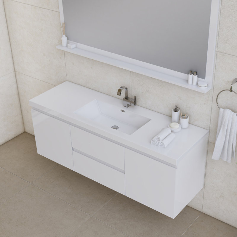 Ensemble de meuble-lavabo mural simple 60 po Arjina, Blanc