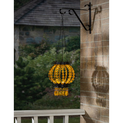 22.83 In Battery Operated Matte Black Acrylic Beaded and Metal Chandelier