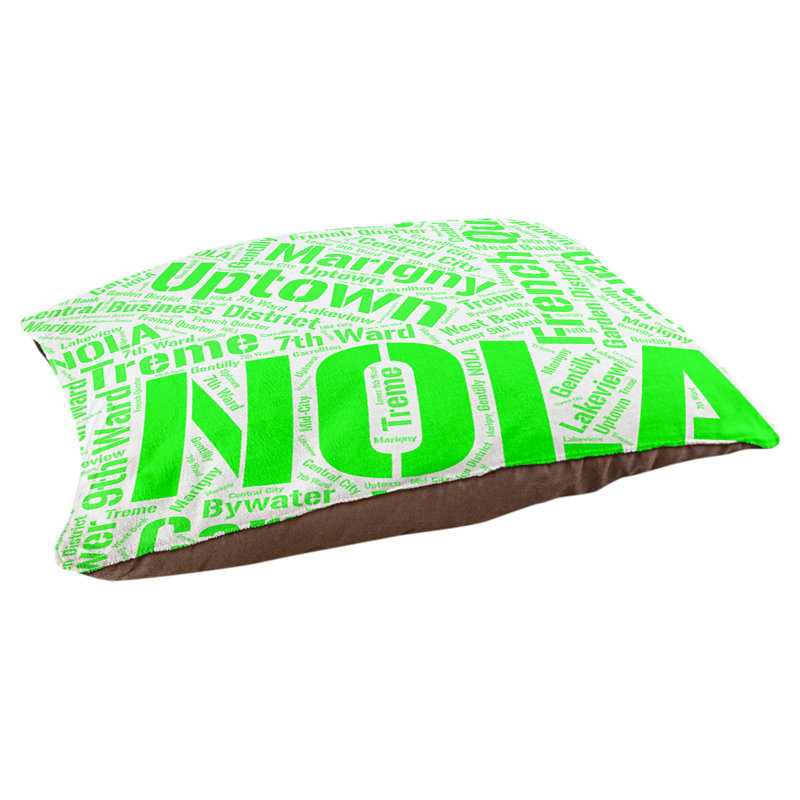 Coussin de chien « districts », Nouvelle-Orléans, Moyen (H 9,5 po x l 28 po x P 18 po), Vert
