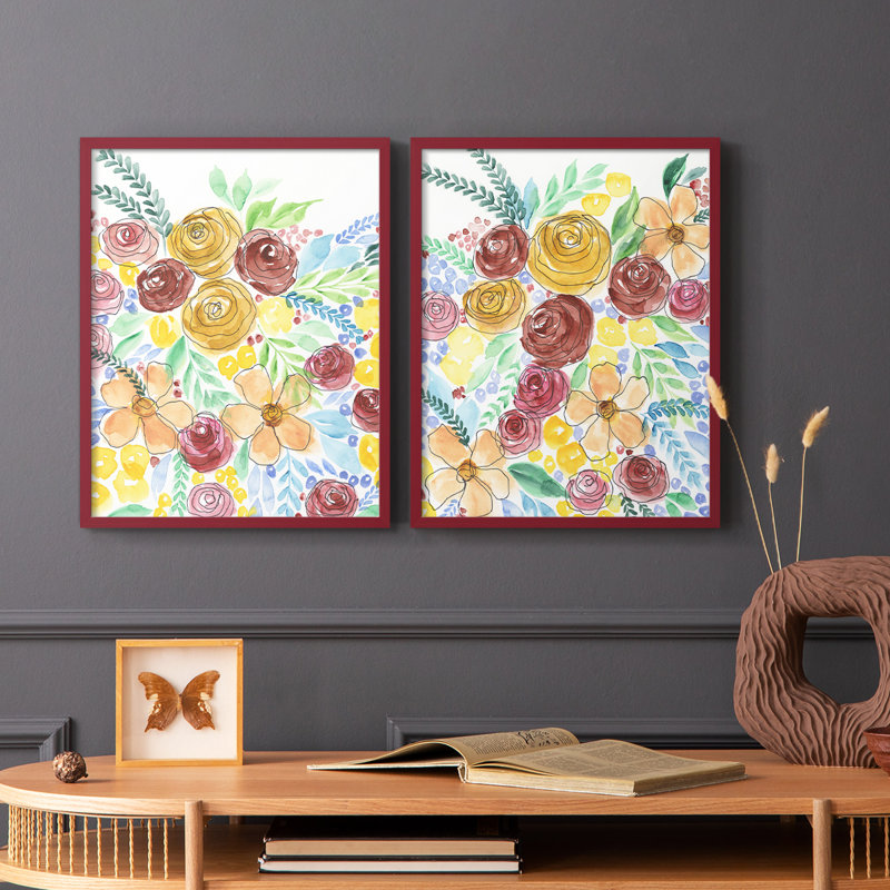 «Flower Carousel I», reproduction encadrée de qualité supérieure - prête à être accrochée - aucun clou requis - aucun clou requis