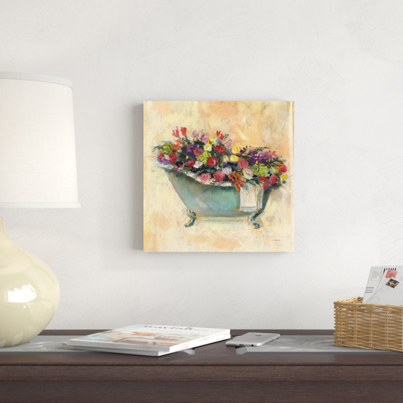 Bouquet de baignoire I, H 12 po x l 12 po x P 1,25 po, Imprimé avec cadre blanc, Blanc