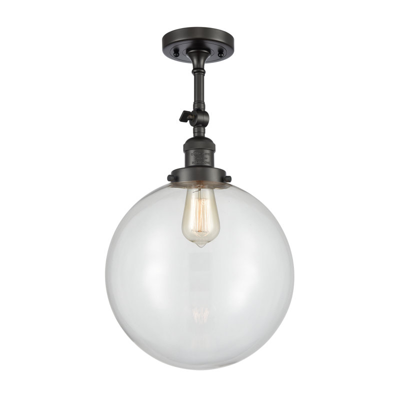 Plafonnier semi-encastré 1 lumière 12 "ciacchi, Transparent, DEL, Bronze huilé
