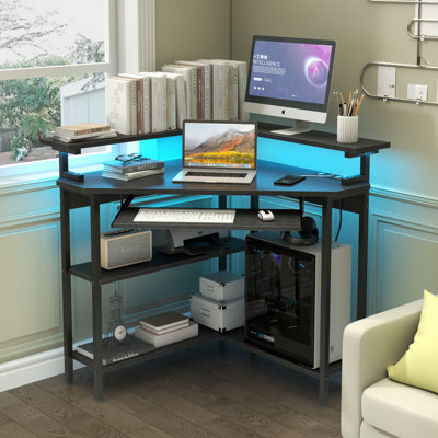 Fitnat Laminate Computer Desk with Built-In Electrical Outlet