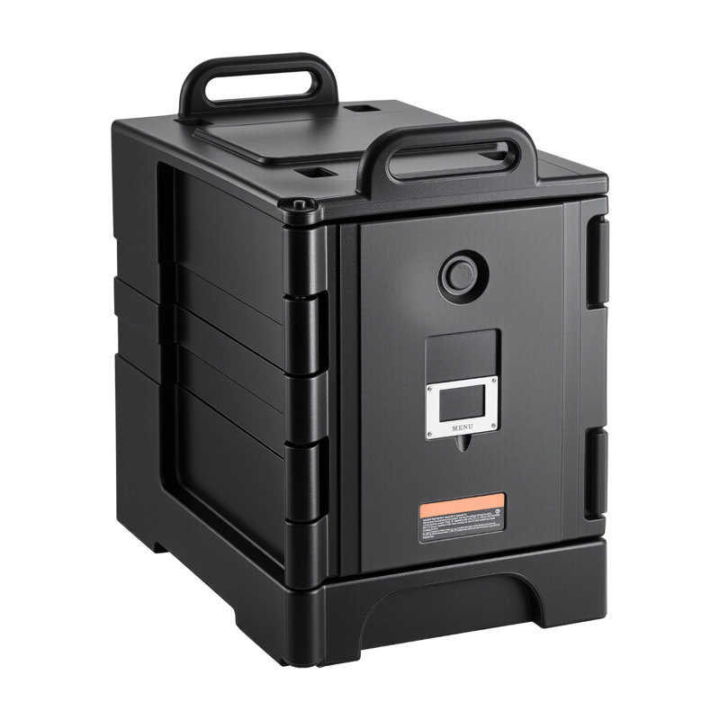 Porte-casseroles isotherme 81 pte - Boîte chaude à chargement frontal avec double boucles, chargeur frontal empilable pour la restauration et les restaurants (noir)