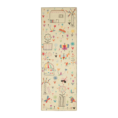 Rug & Kilim's Suzani Style Kilim Runner Rug With Polychromatic Pictorials