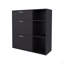 Armoire de rangement pour chaussures Sierra, 2 tiroirs inclinables, 1 tiroir supérieur, 3 tablettes latérales ouvertes, conception verticale, vestibule ou chambre à coucher, wengé